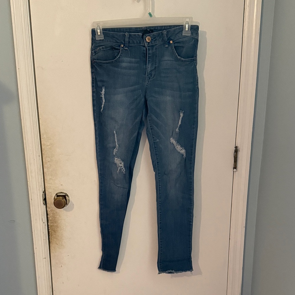 1822 Denim Women's Ripped Skinny Jeans in Blue